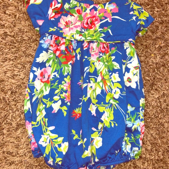 Baby girl, Royal blue floral Polo romper! - Picture 1 of 3